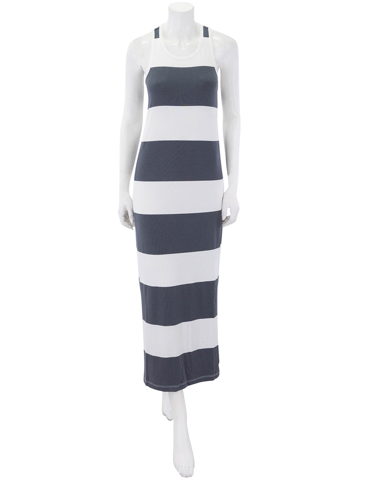 jenna stripe dress in white and ink