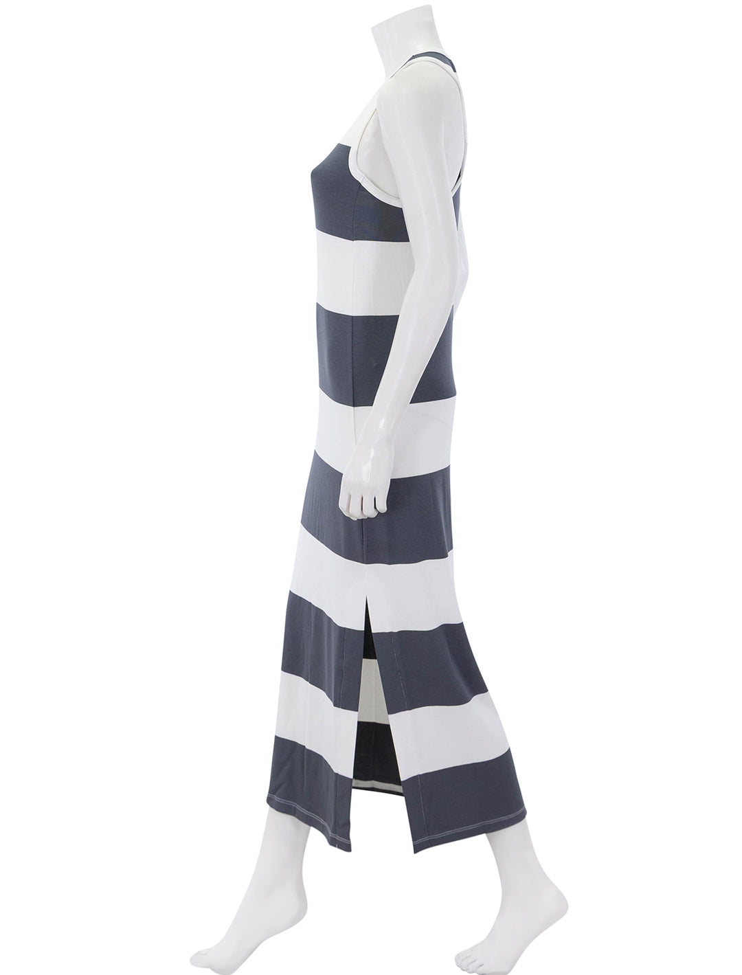 jenna stripe dress in white and ink