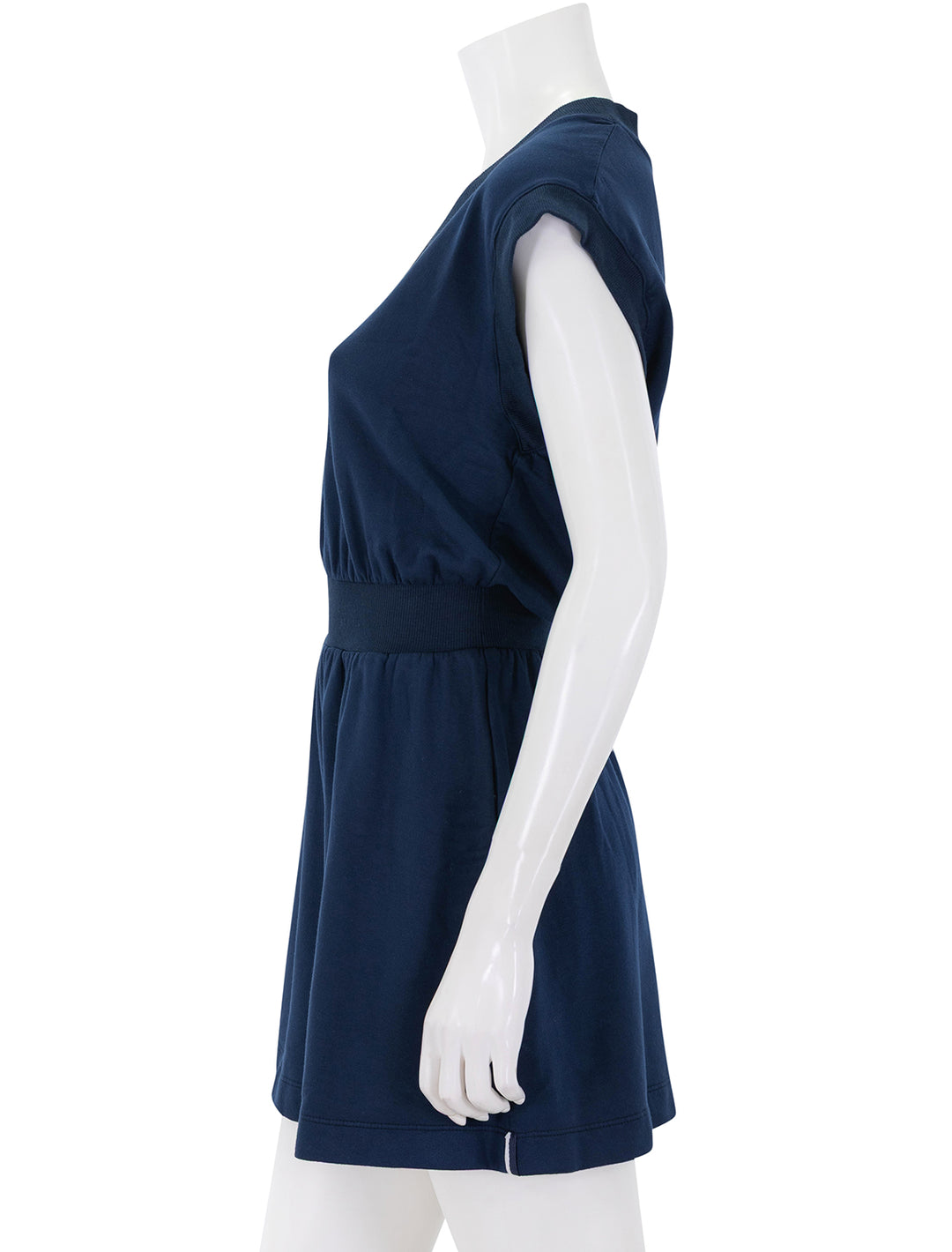softest fleece v-neck dress in navy