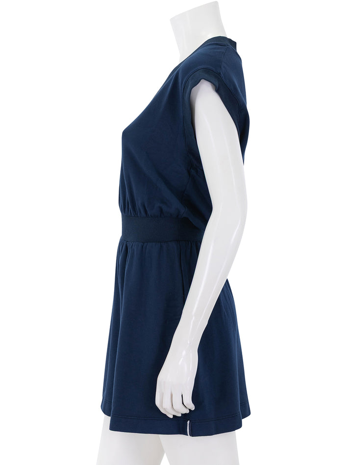 softest fleece v-neck dress in navy