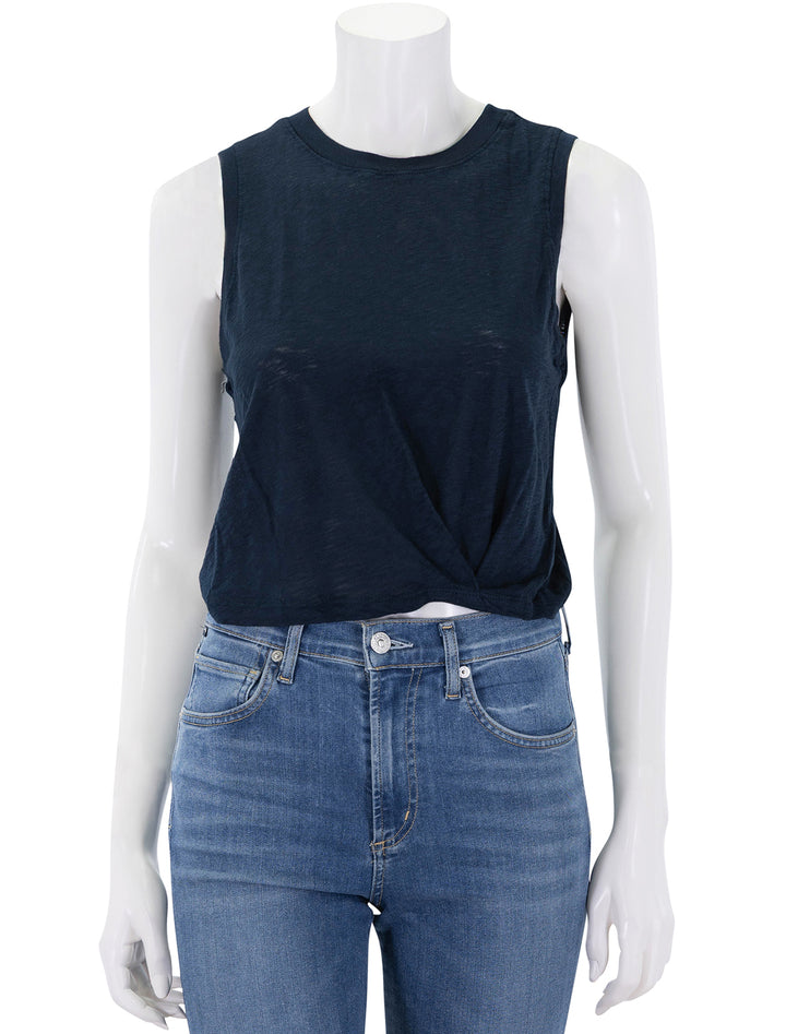 supima slub jersey twist muscle tee in navy