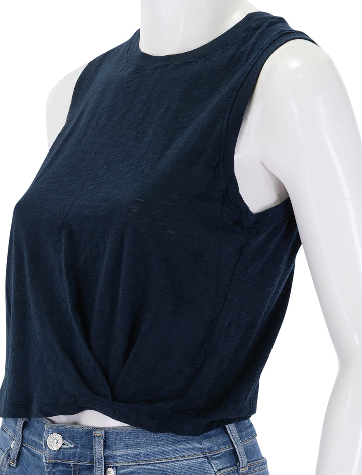 supima slub jersey twist muscle tee in navy