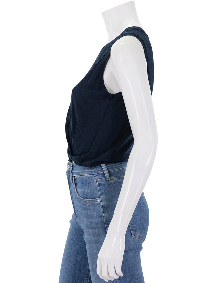 supima slub jersey twist muscle tee in navy