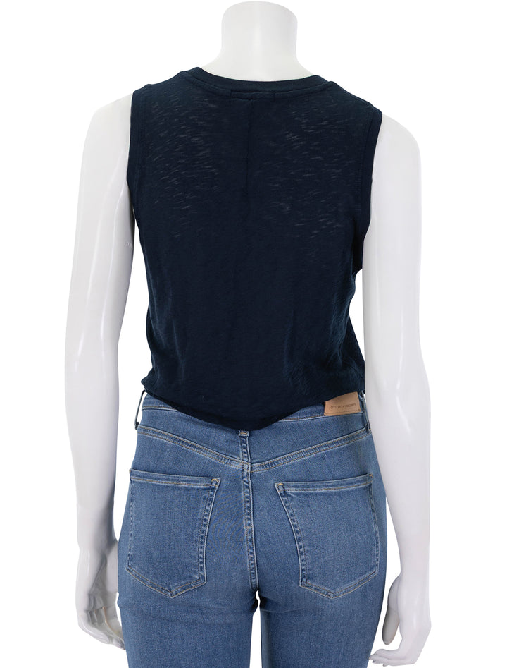 supima slub jersey twist muscle tee in navy