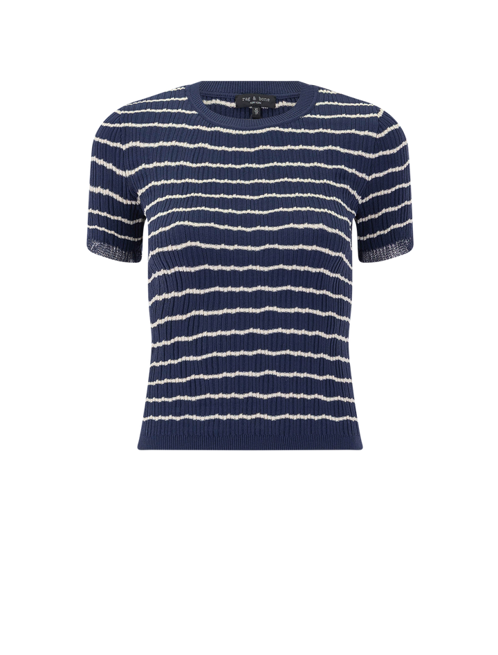 chiara stripe short sleeve crew in indigo