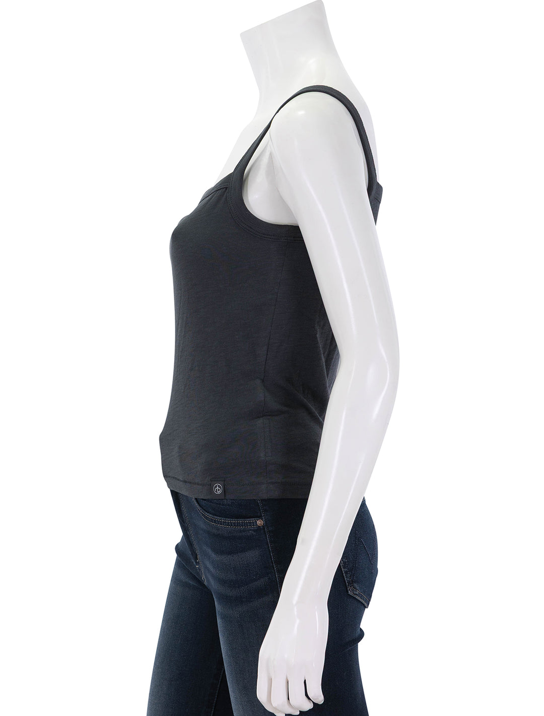 the slub square neck tank in black