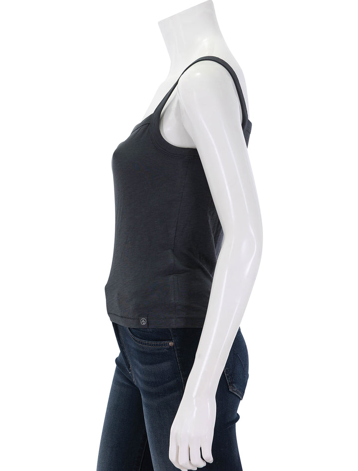 the slub square neck tank in black