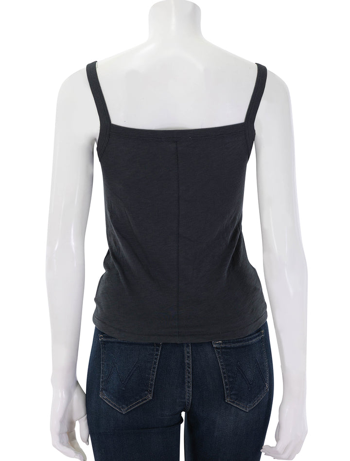 the slub square neck tank in black