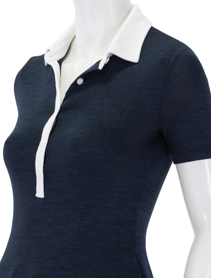 the knit button down short sleeve polo in navy