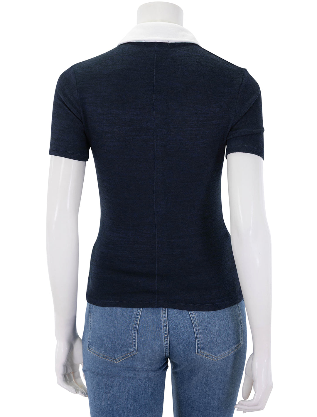 the knit button down short sleeve polo in navy