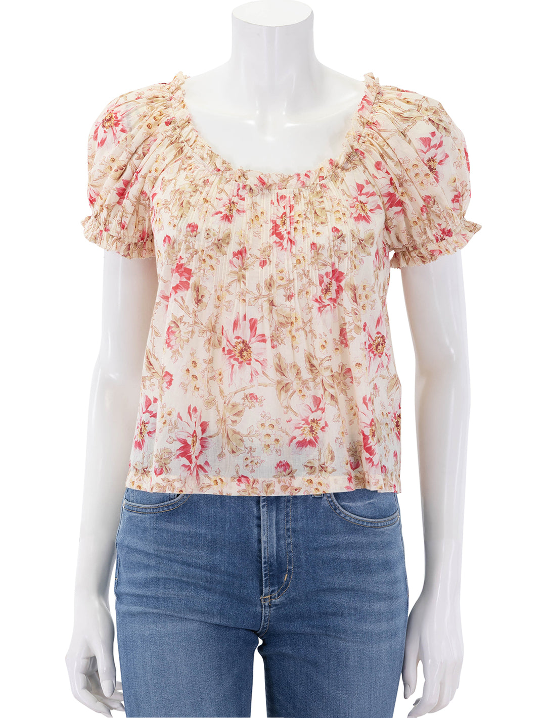 front view of frederica top in fleur de provence print
