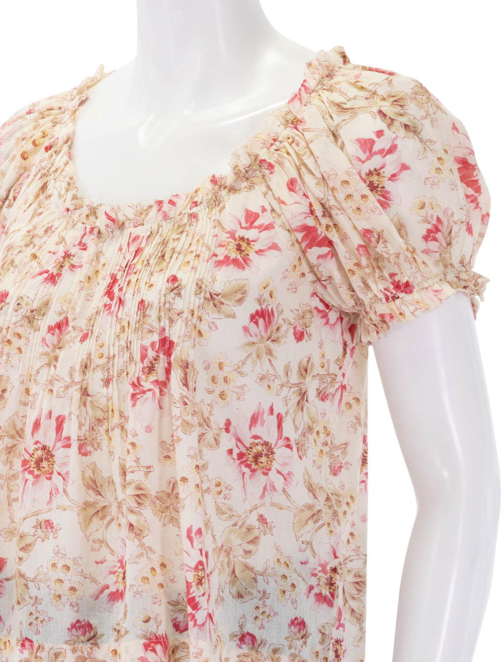 close up view of frederica top in fleur de provence print
