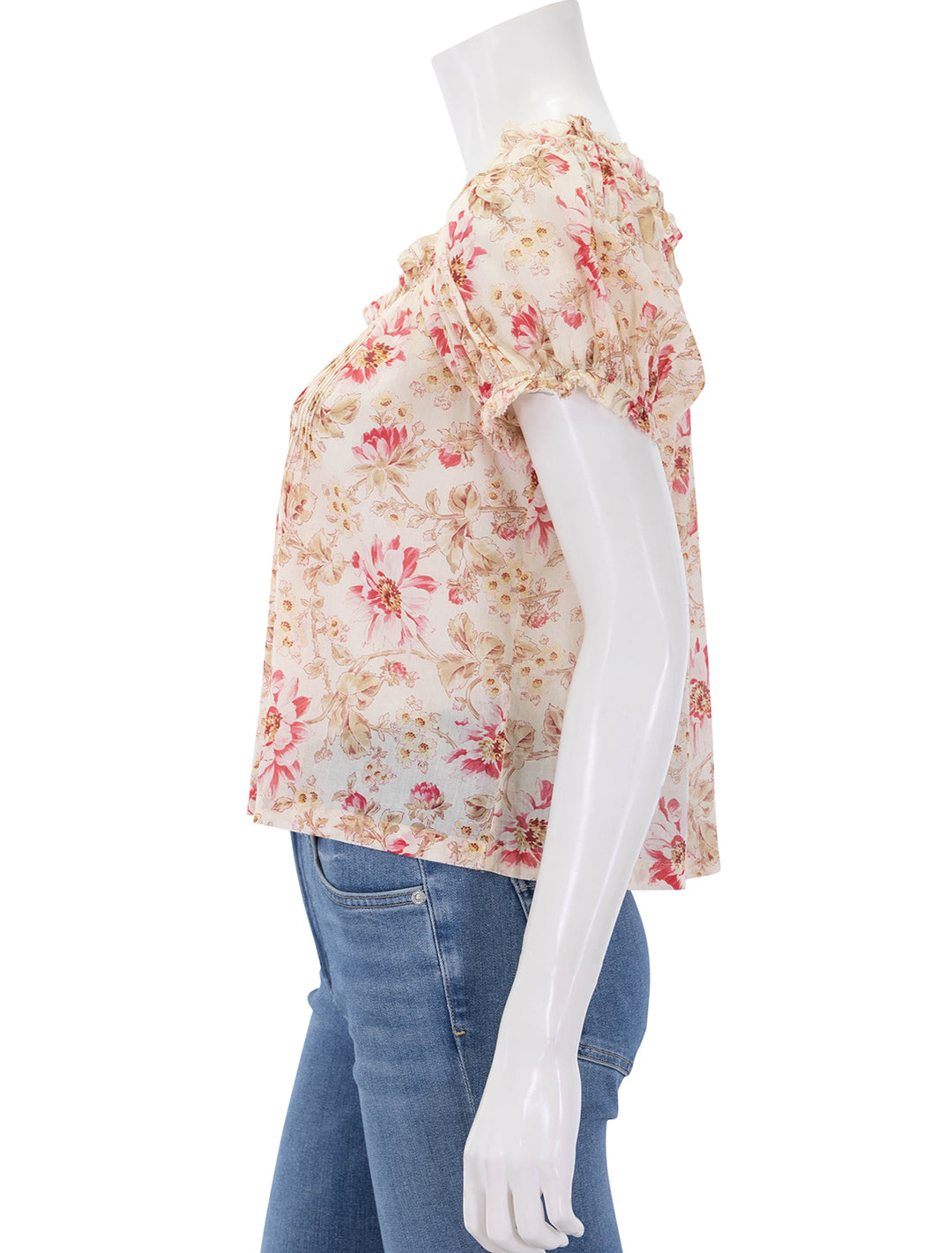 side view of frederica top in fleur de provence print