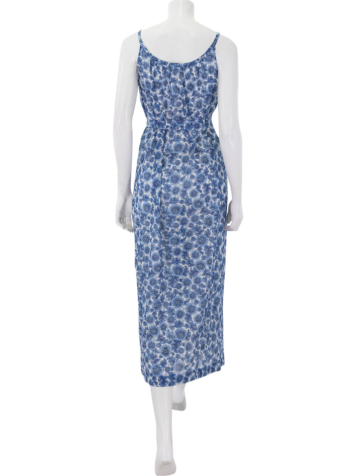 back view of nevita dress in blue soleil fleur