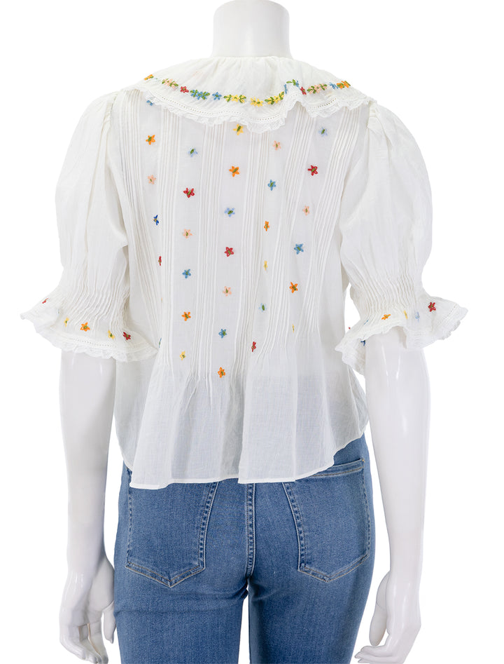embroidered hettie top in sea salt