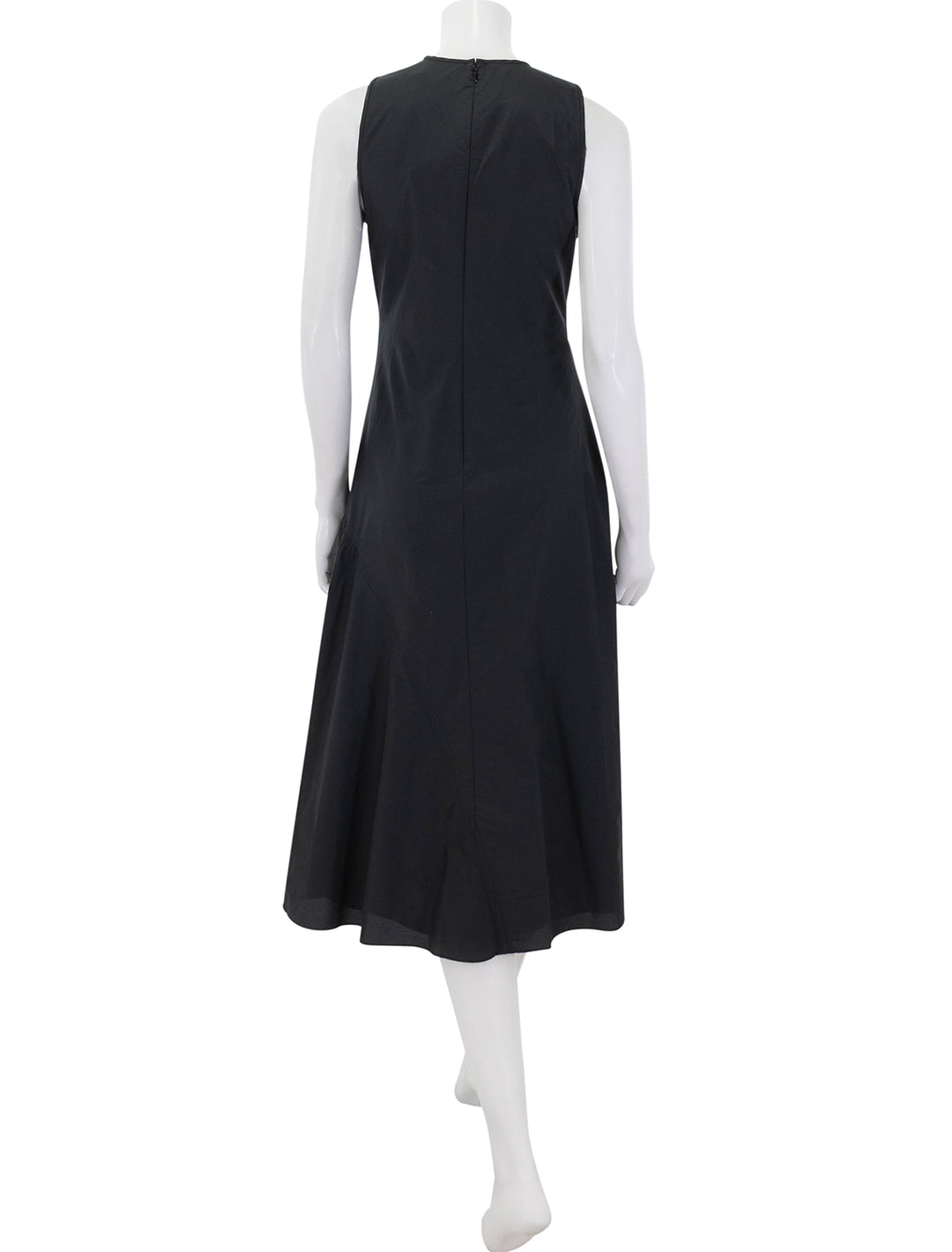 assymetrical ruched tank dress in black