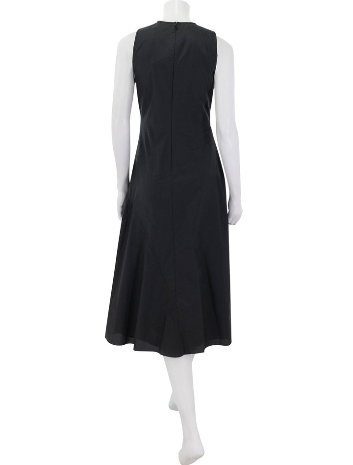 assymetrical ruched tank dress in black