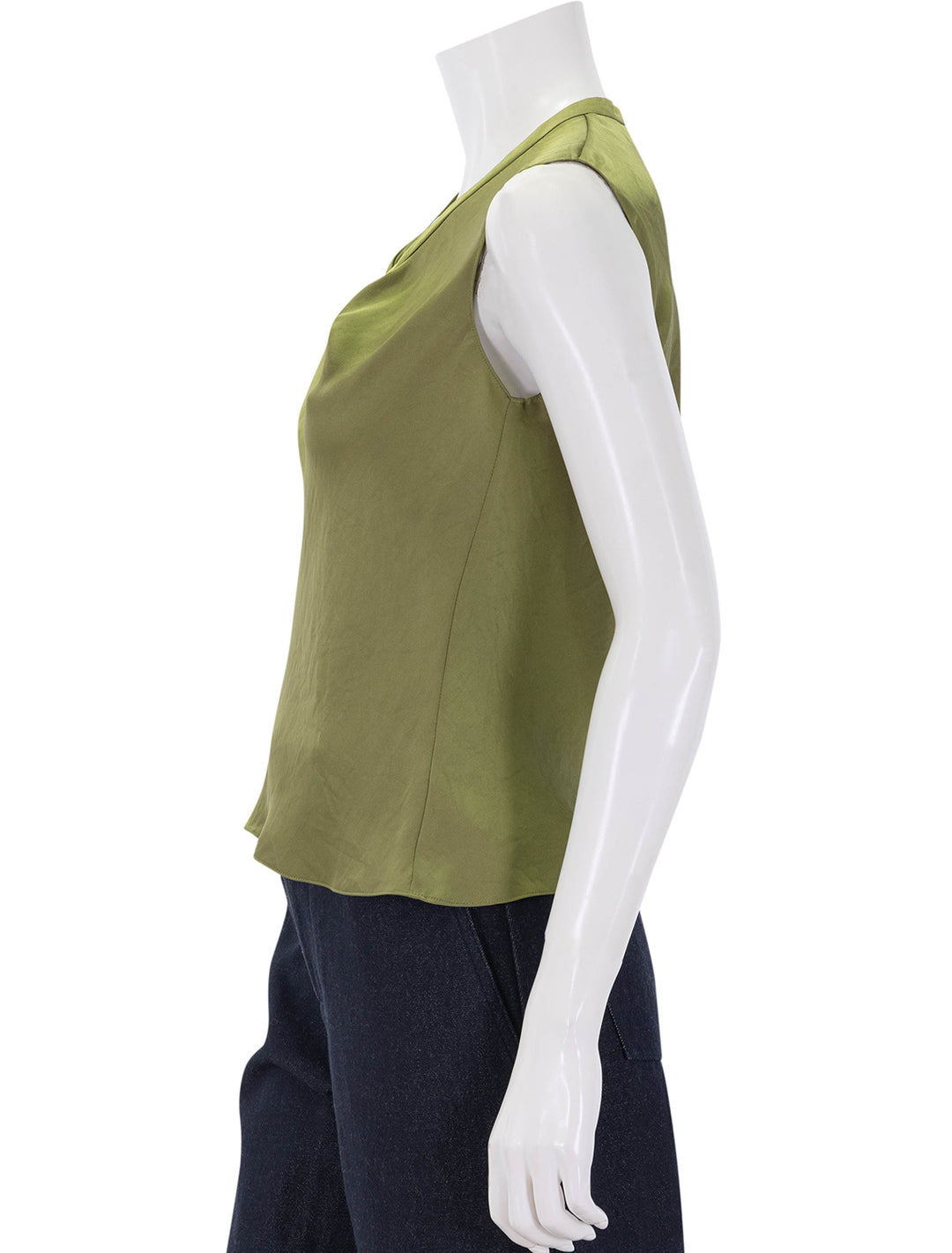 side view of twist scoop top in avocado