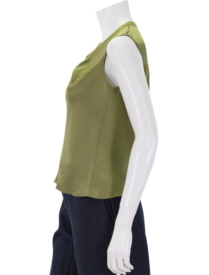 side view of twist scoop top in avocado