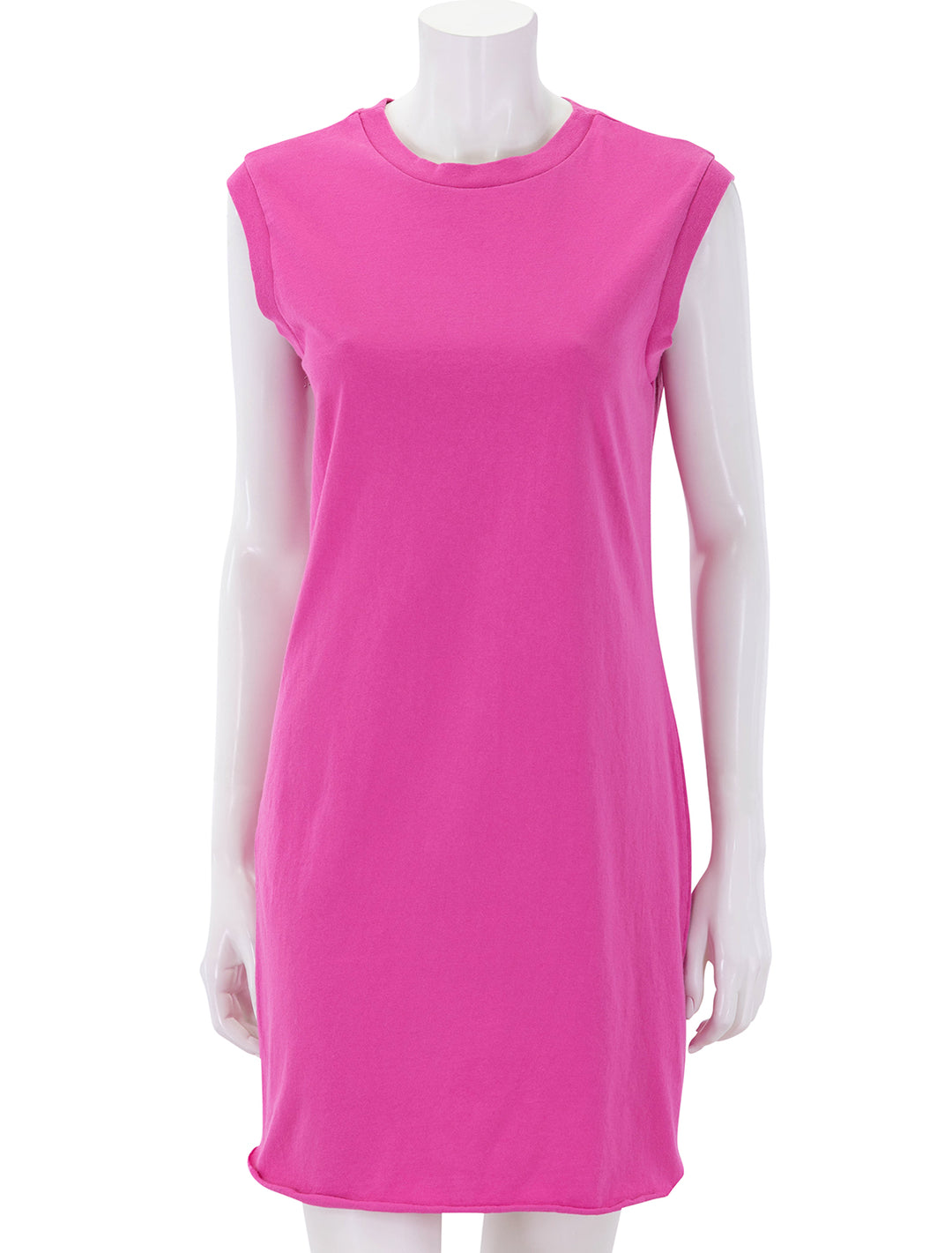 front view of mini cory muscle dress in guava