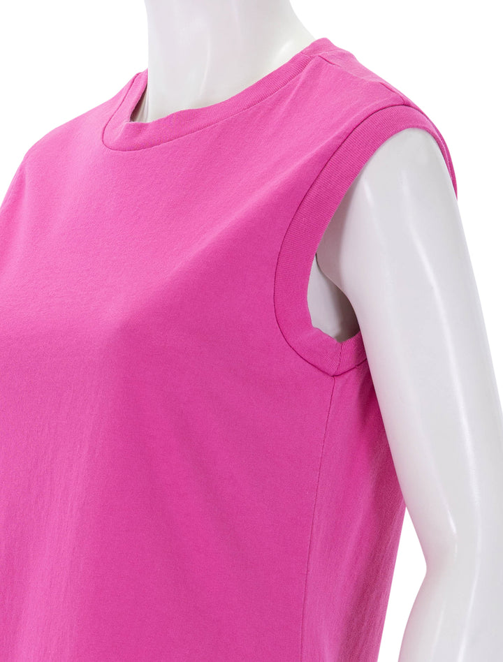 close up view of mini cory muscle dress in guava