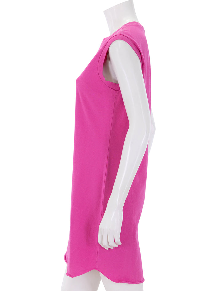 side view of mini cory muscle dress in guava