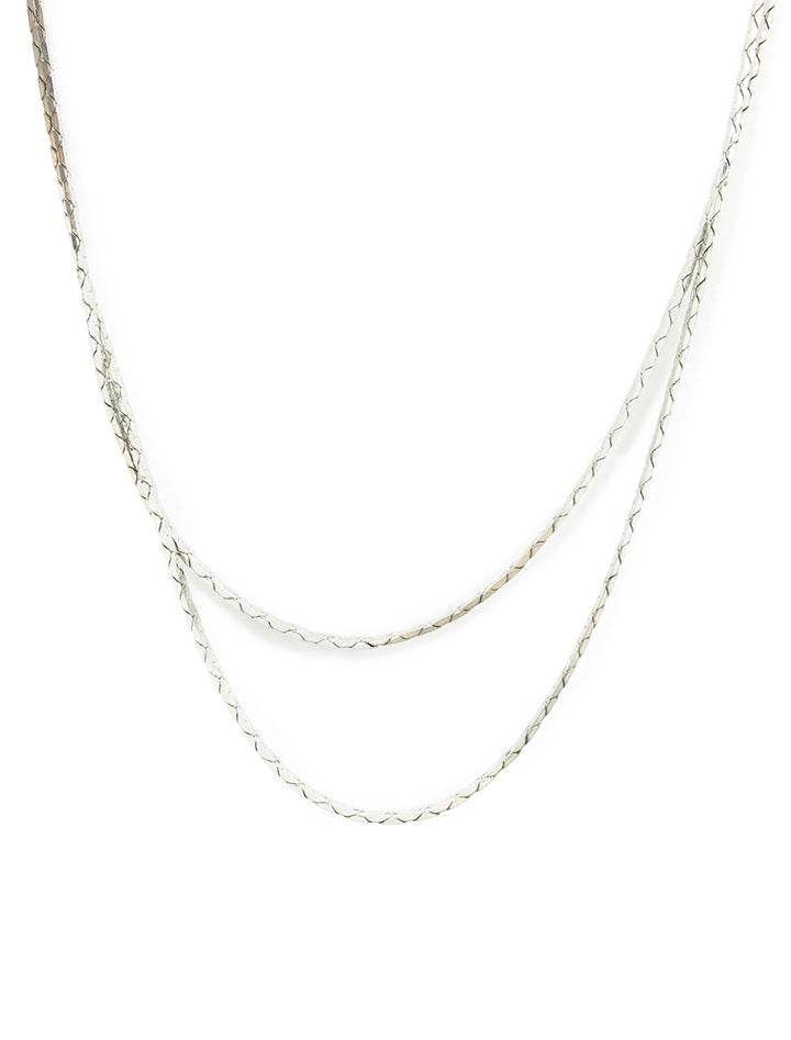 herringbone layered necklace silver