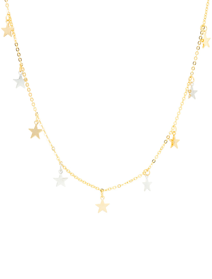 two tone star dangle necklace