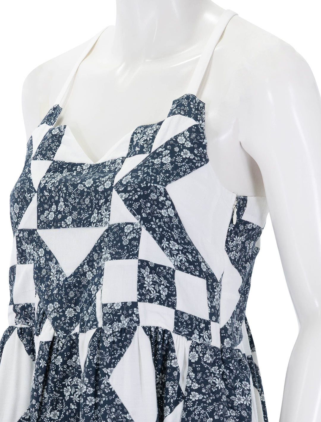 ana patchwork print tank dress in navy quilt