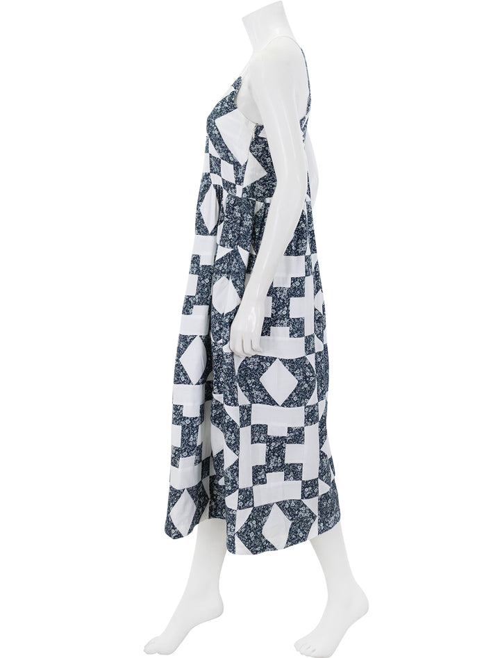 ana patchwork print tank dress in navy quilt