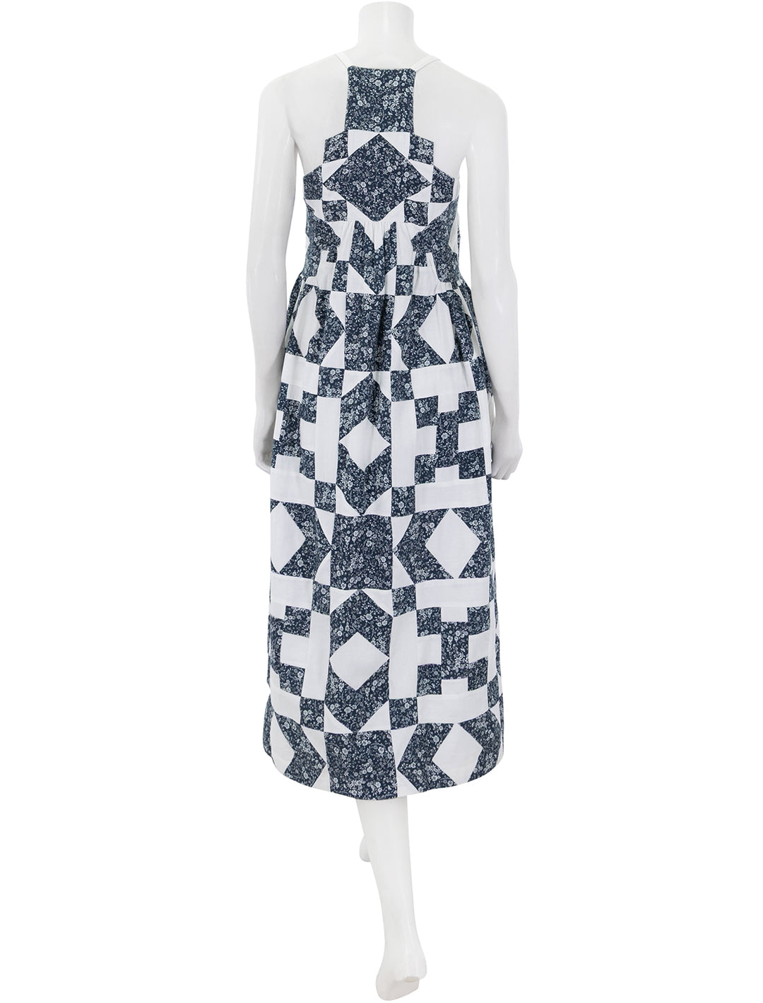 ana patchwork print tank dress in navy quilt