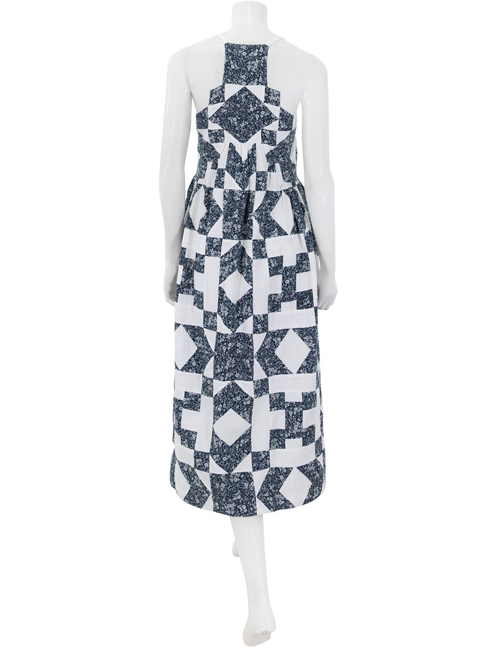 ana patchwork print tank dress in navy quilt