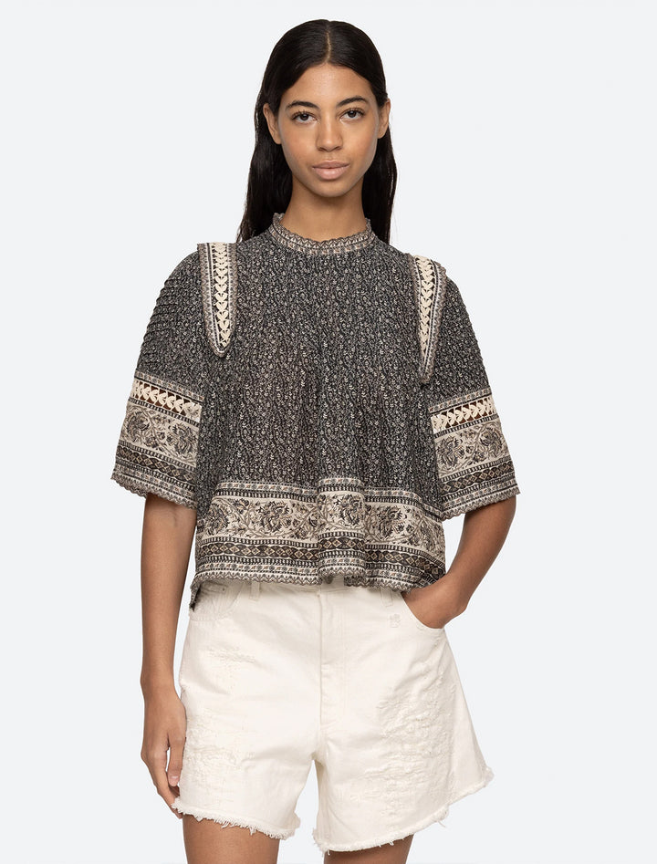 palma print short sleeve top