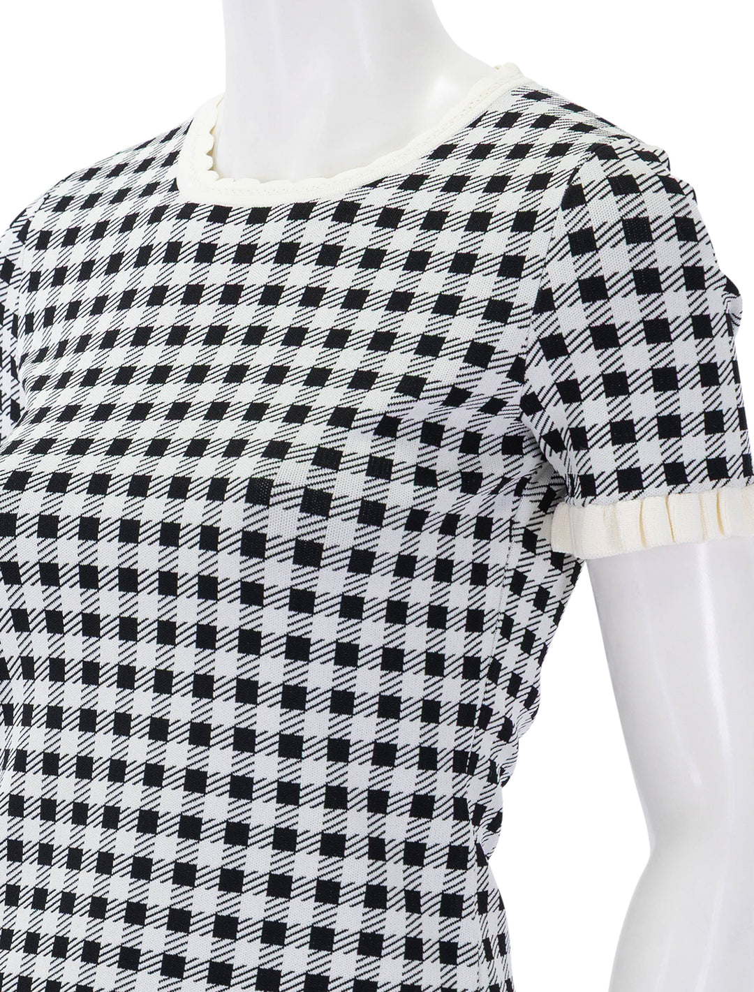 close up view of saige gingham knit top