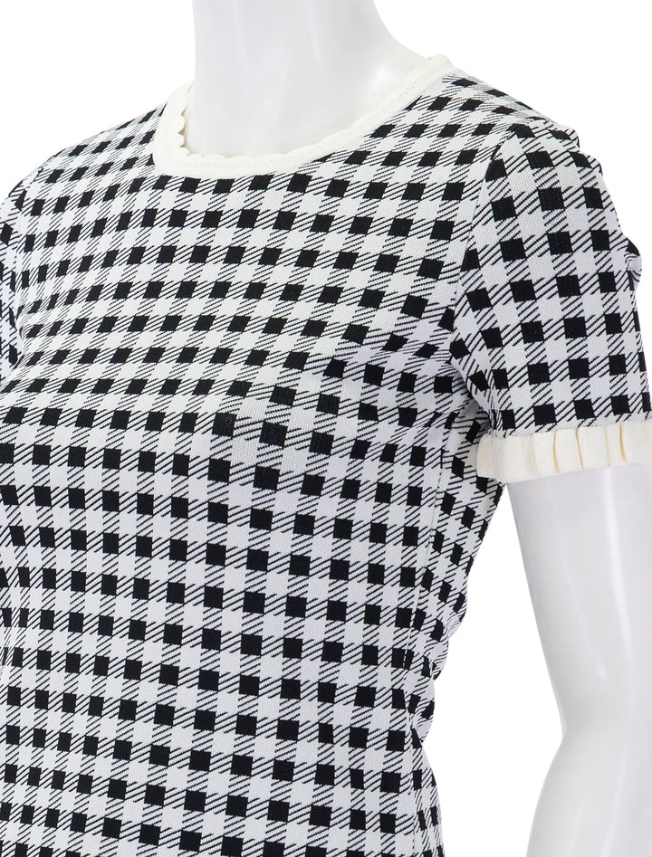 close up view of saige gingham knit top