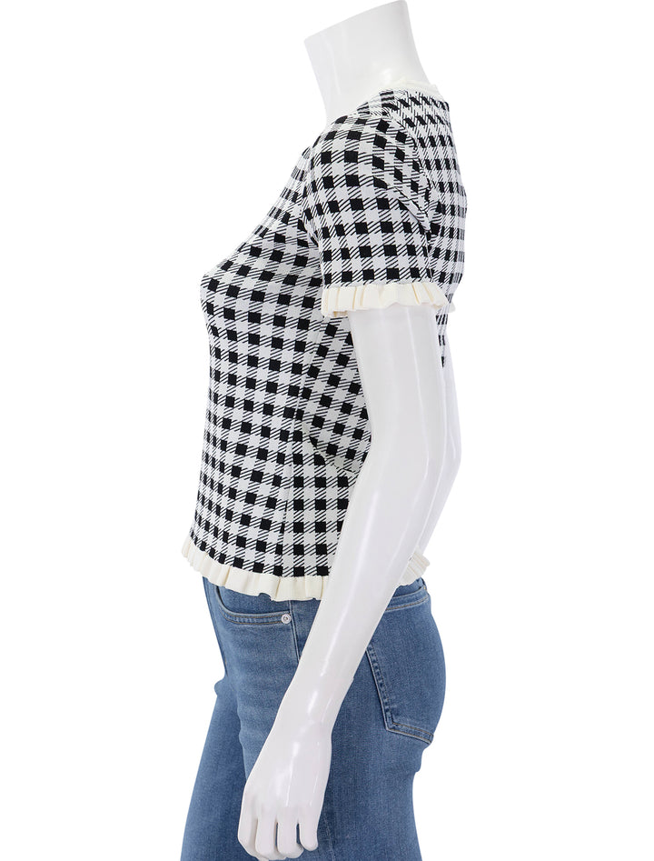 side view of saige gingham knit top