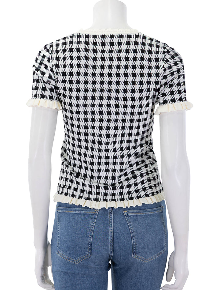 back view of saige gingham knit top