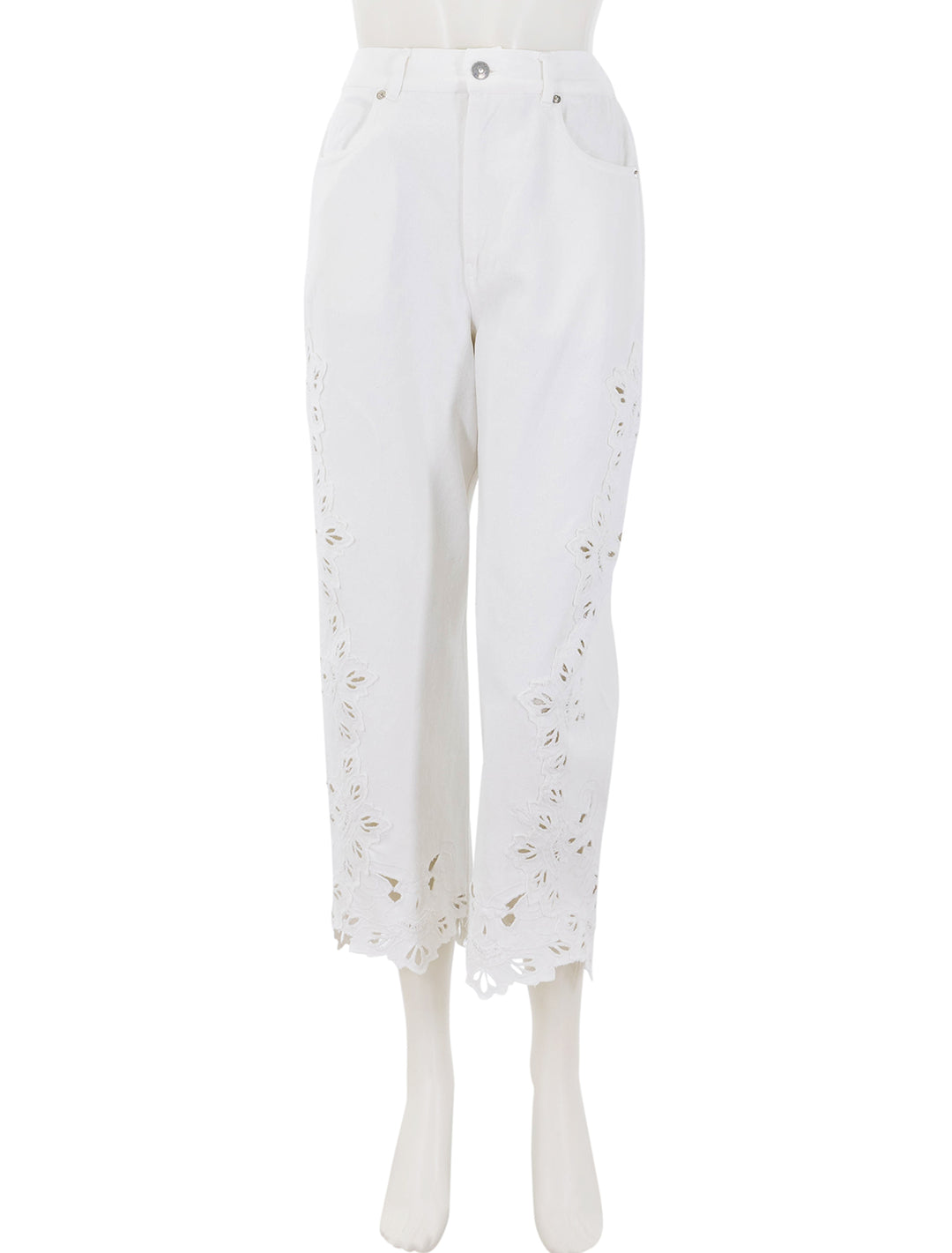 front view of cavina jeans in white