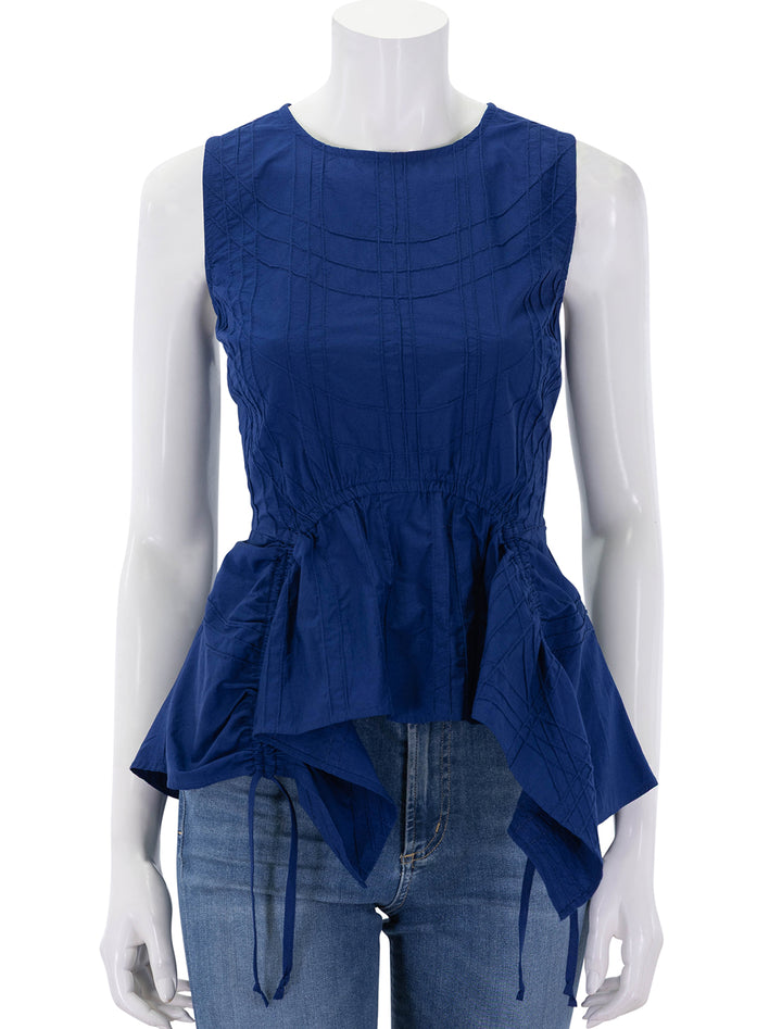 front view of camden tank in blueberry