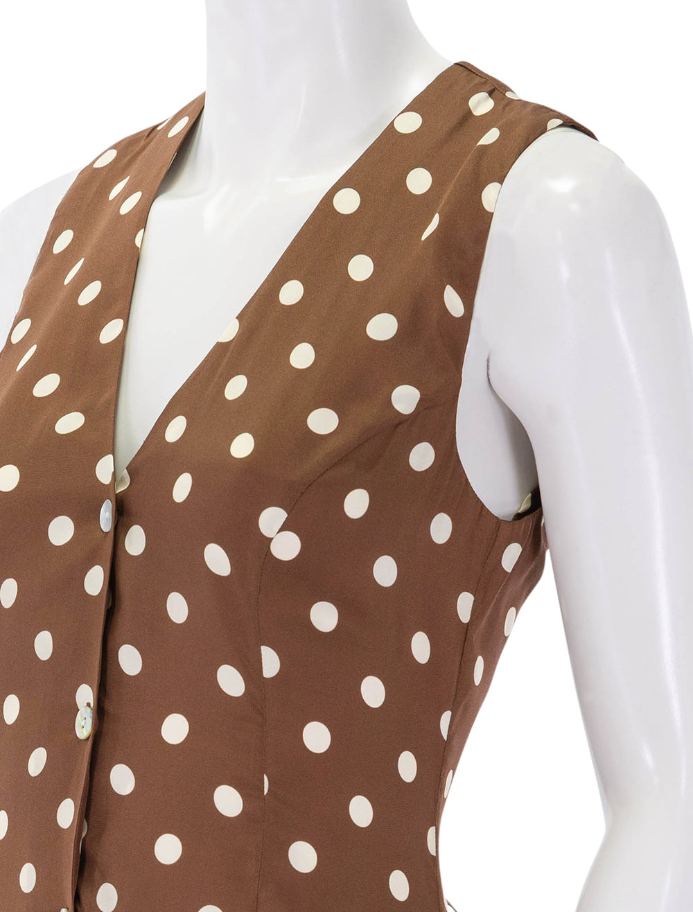 close up view of aubrey dress in georgine dot