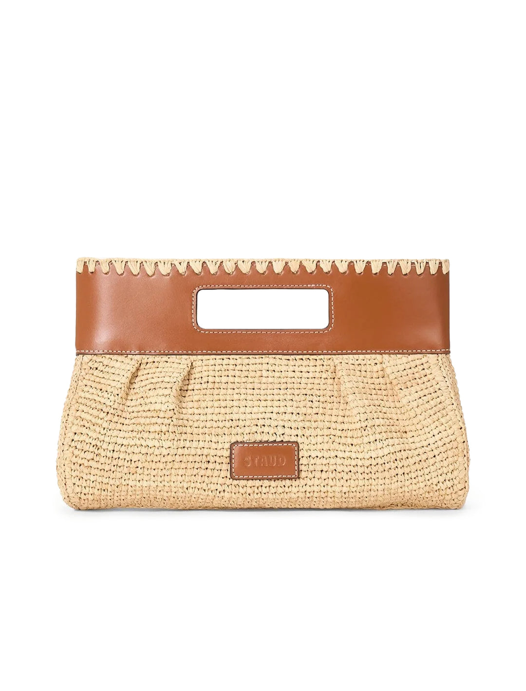 lena clutch in natural and tan