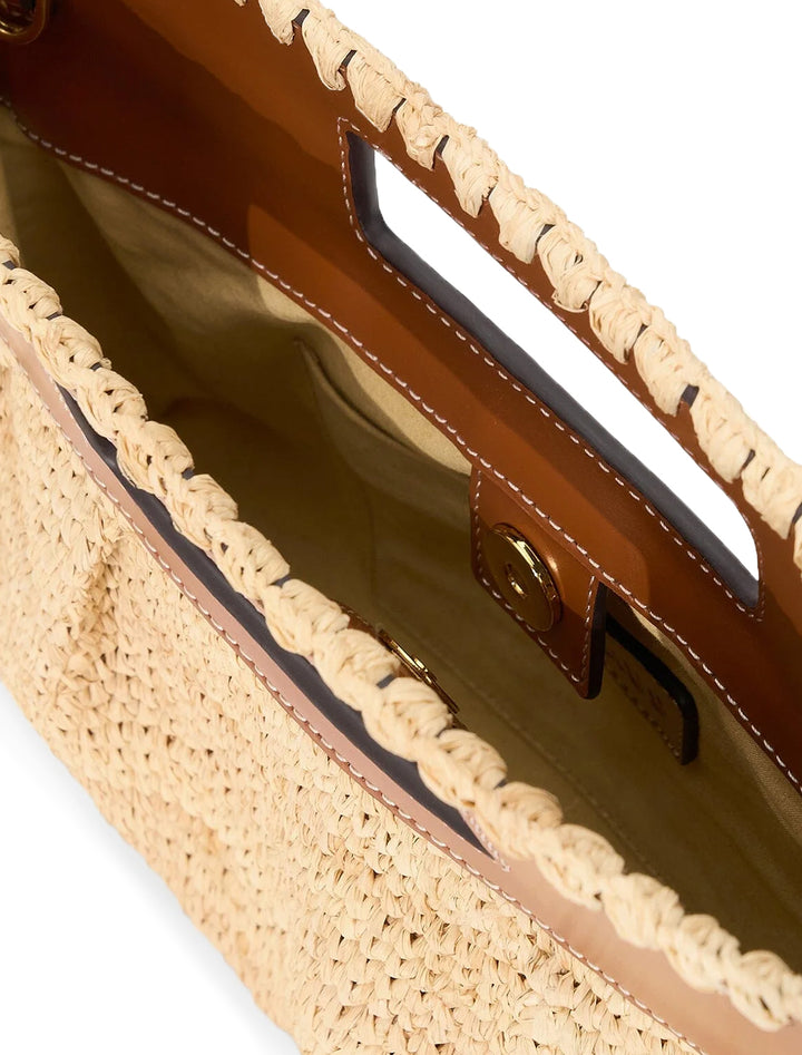 lena clutch in natural and tan