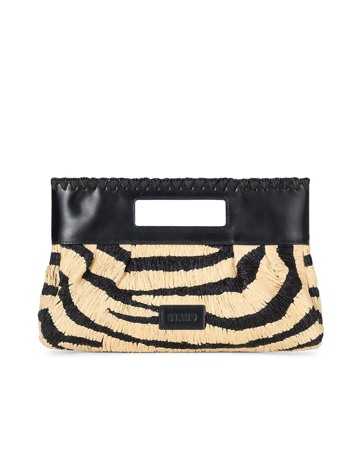 lena clutch in zebra raffia