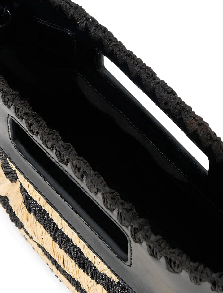 lena clutch in zebra raffia