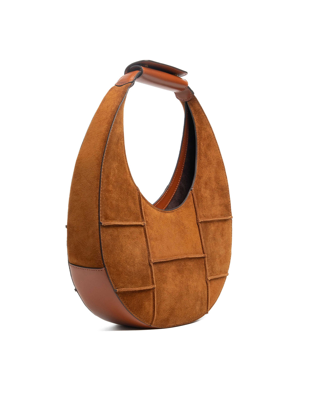 moon tote bag in tan suede