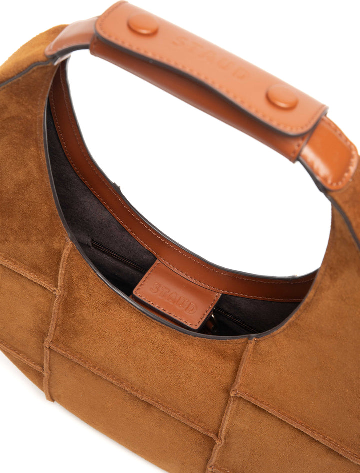 moon tote bag in tan suede
