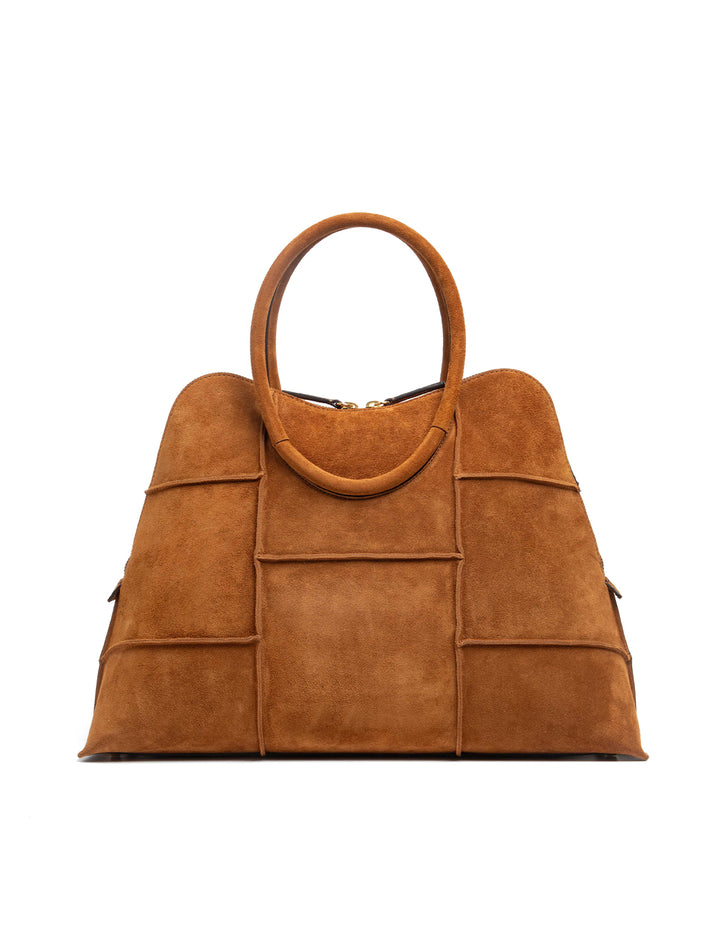 naomi satchel in tan suede