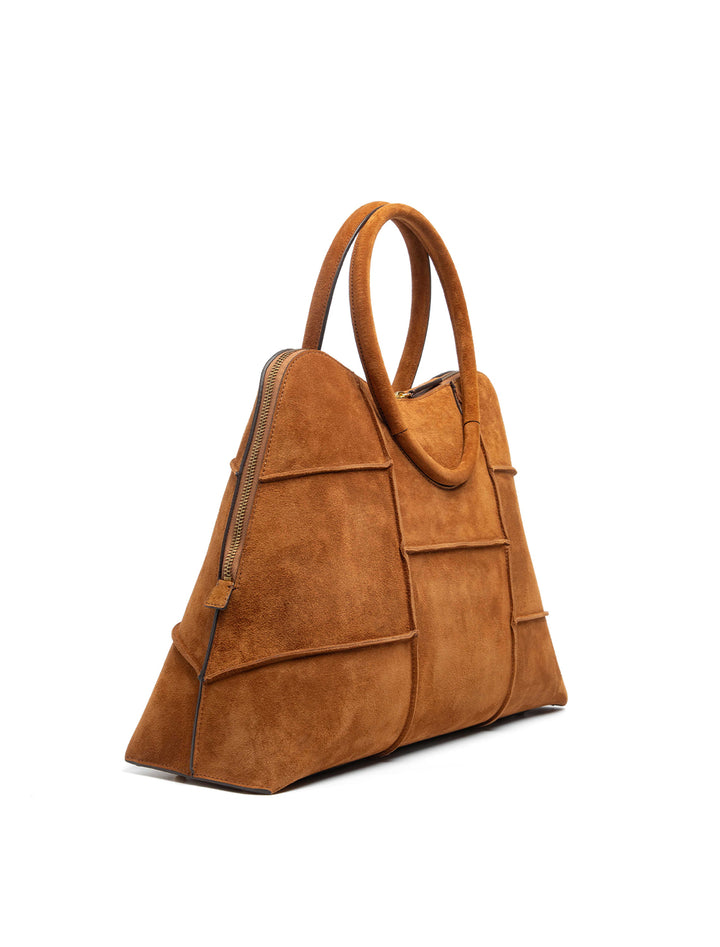 naomi satchel in tan suede