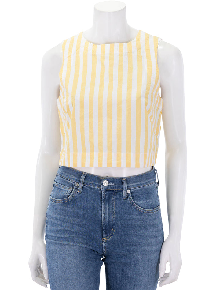 quinn poplin tank in marigold stripe