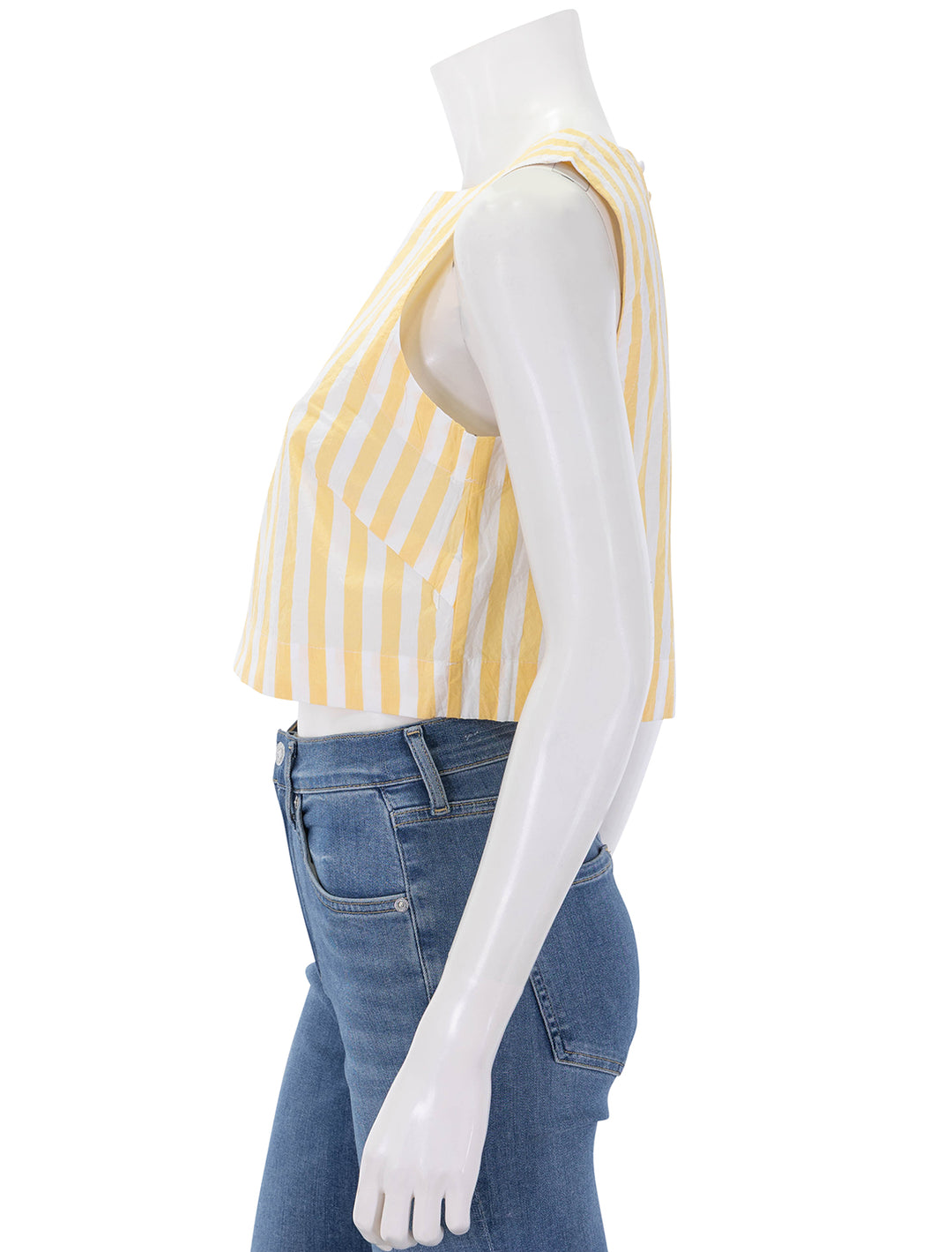 quinn poplin tank in marigold stripe